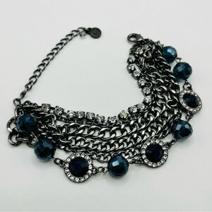 Vera Wang Blue and Silver multi chain and rhinestone Bracelet